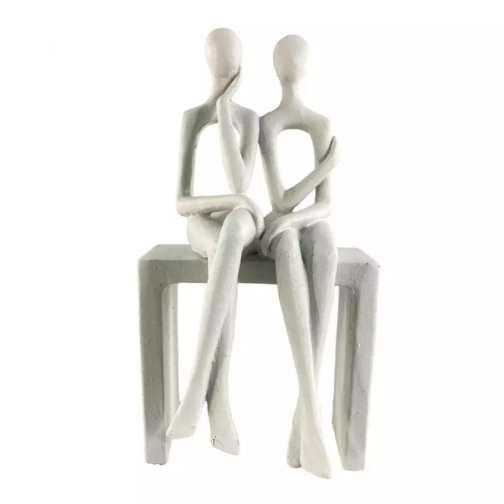 Figura Pareja Concepts Sweet Mocca 9X24X9Cm Blanco Poliresina