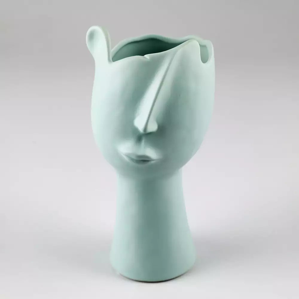 Florero Concepts Jade Collection Cara 11X22Cm Azul 100% Ceramica