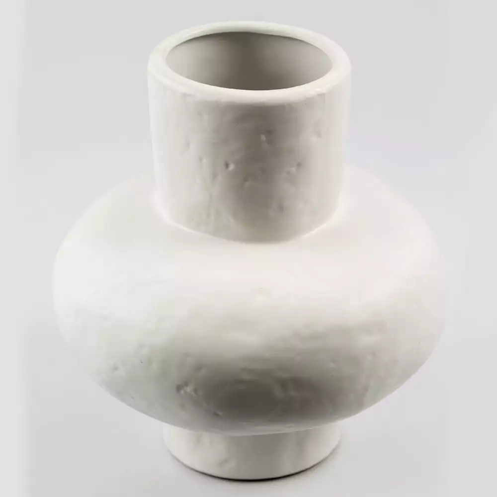 Florero Decorativo 31005 En Ceramica Blanco Pequen