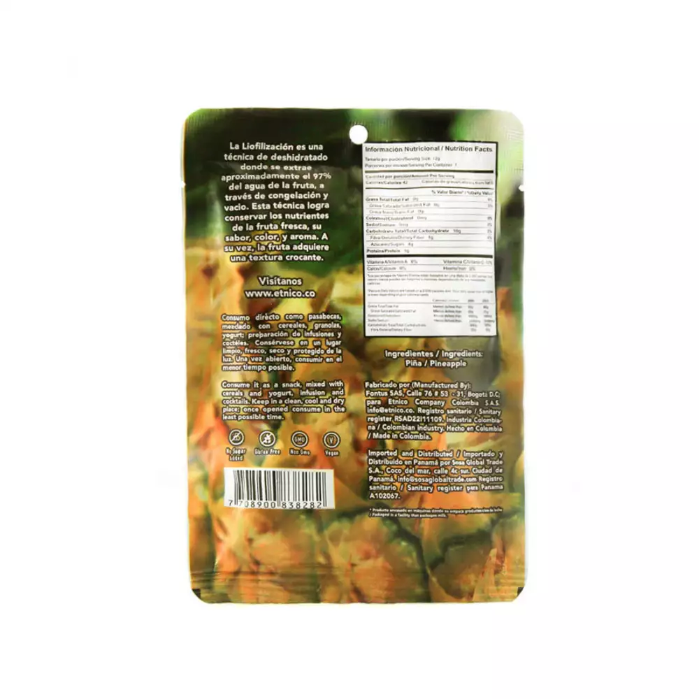 Fruta Snack Étnico X12 Gr Pina Liofilizada