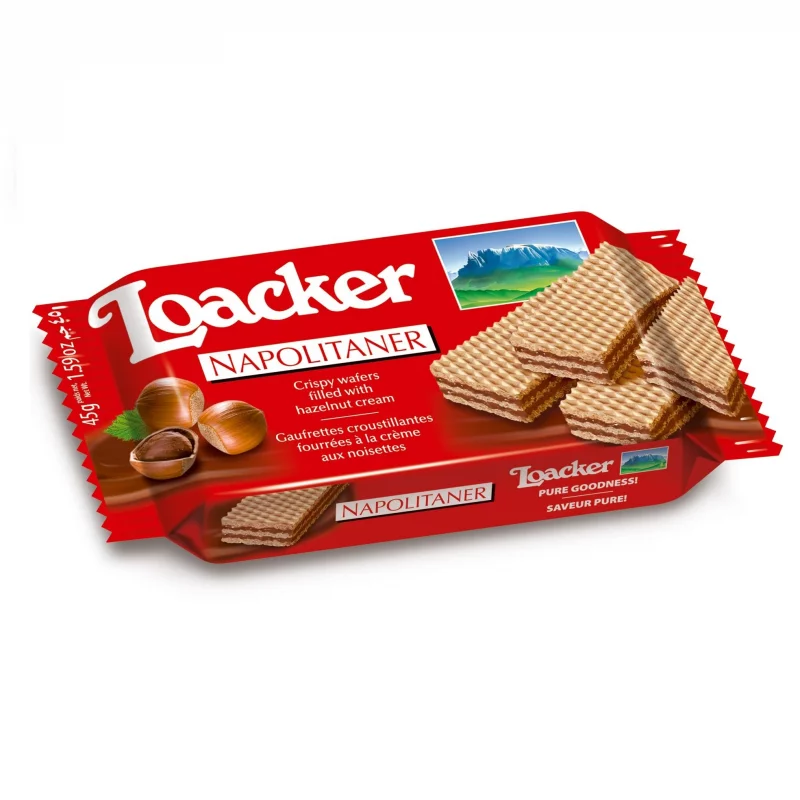 Galleta wafer Loackers x 45 gr con crema de avellanas