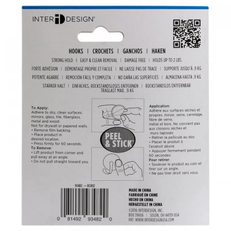 Gancho Largo 93482 Interdesign-Blanco Con Plateado