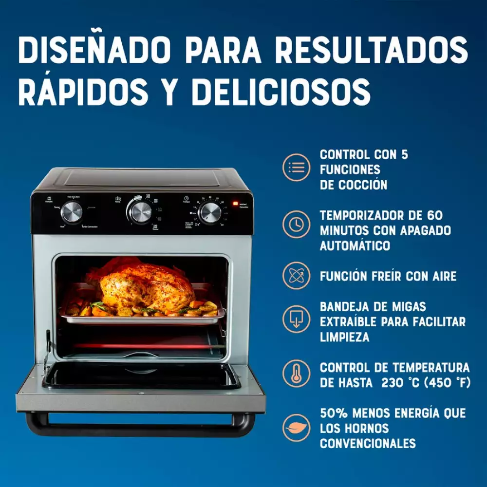 Horno Freidora Oster 42X36X40Cm Negro 22 Lt 1700 W 2177537