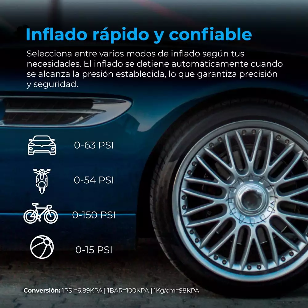 Inflador Neumaticos Autosky Digital 3 Usos 5 V Aac