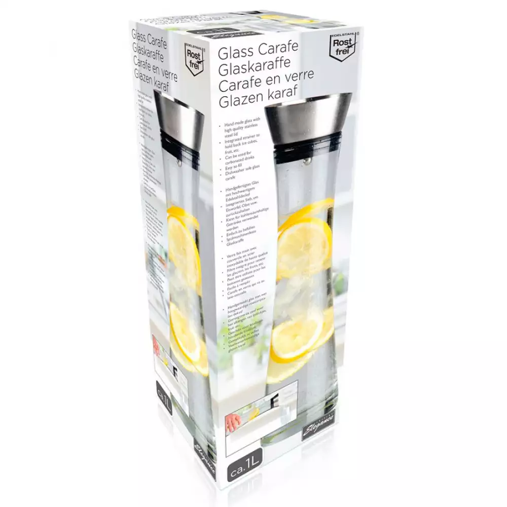 Jarra Cuisine Elegance 1000Ml En Vidrio Con Tapa De Acero Inox 871