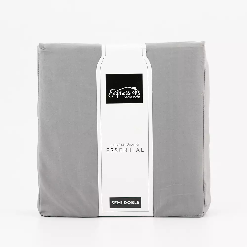 Juego De Sabanas Expressions Semidoble 190X120Cm Gris Oscuro 100%