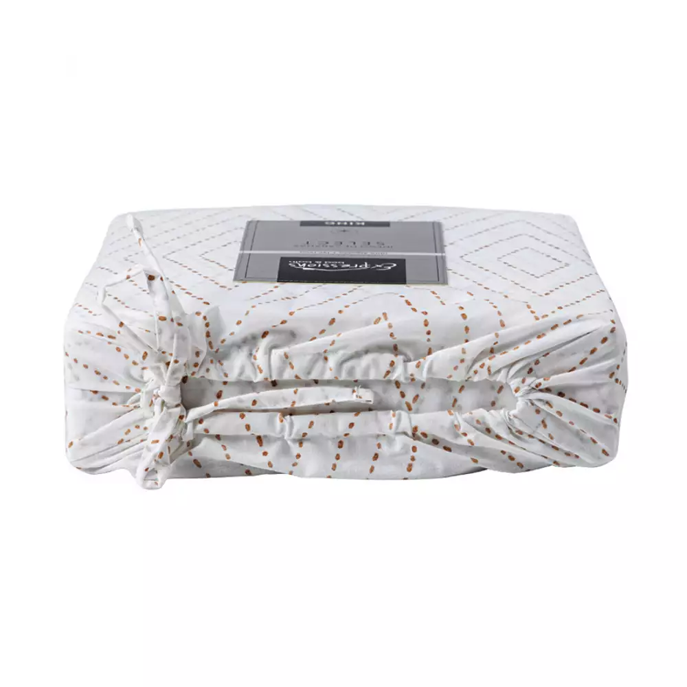 Juego Sabanas Expressions Geometric 150H Doble Taupe 100% Algodon