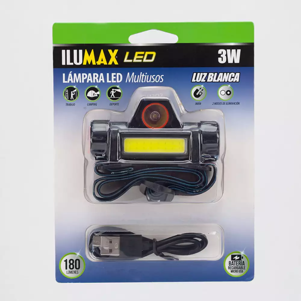 Lampara camping imumax led cabeza 3w negra 1920