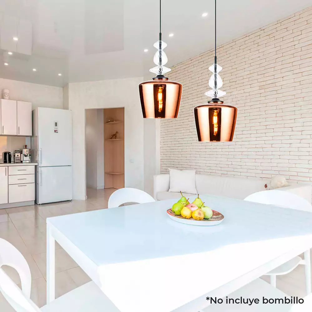 Lámpara Colgante Akira Rose Vidrio Color Cobre