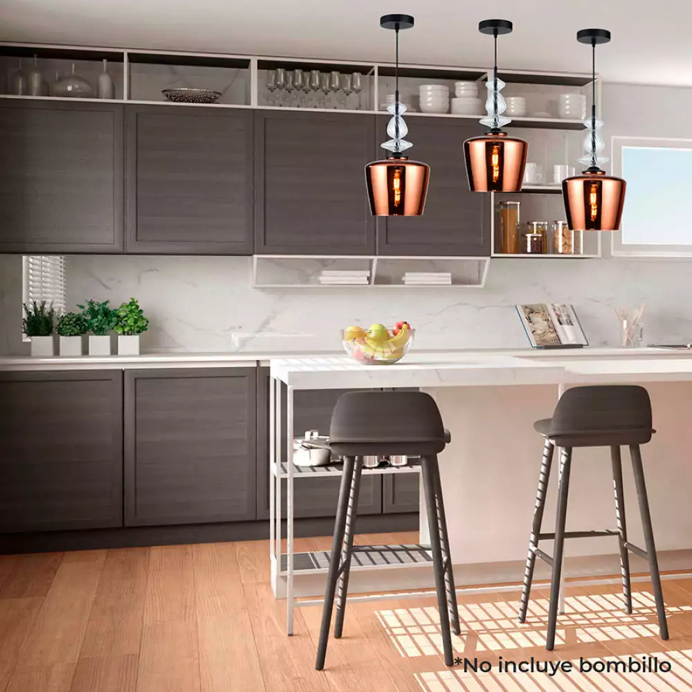 Lámpara Colgante Akira Rose Vidrio Color Cobre