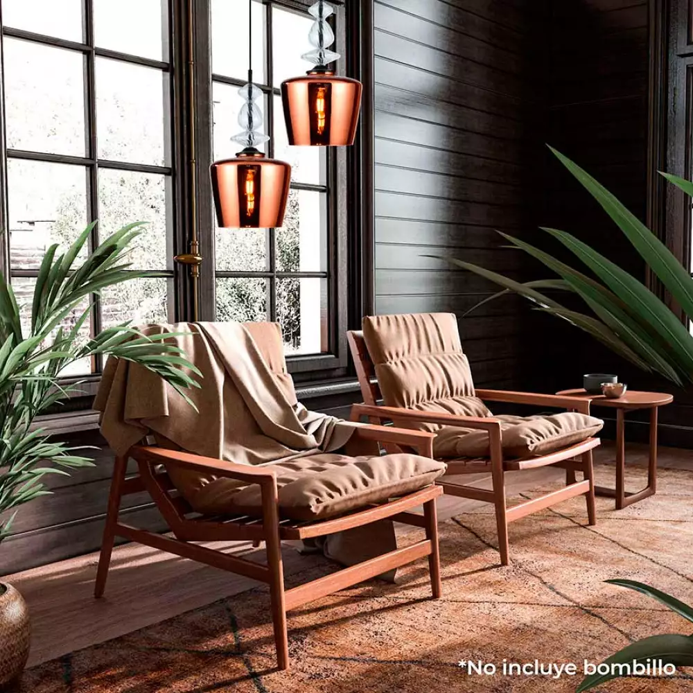 Lámpara Colgante Akira Rose Vidrio Color Cobre