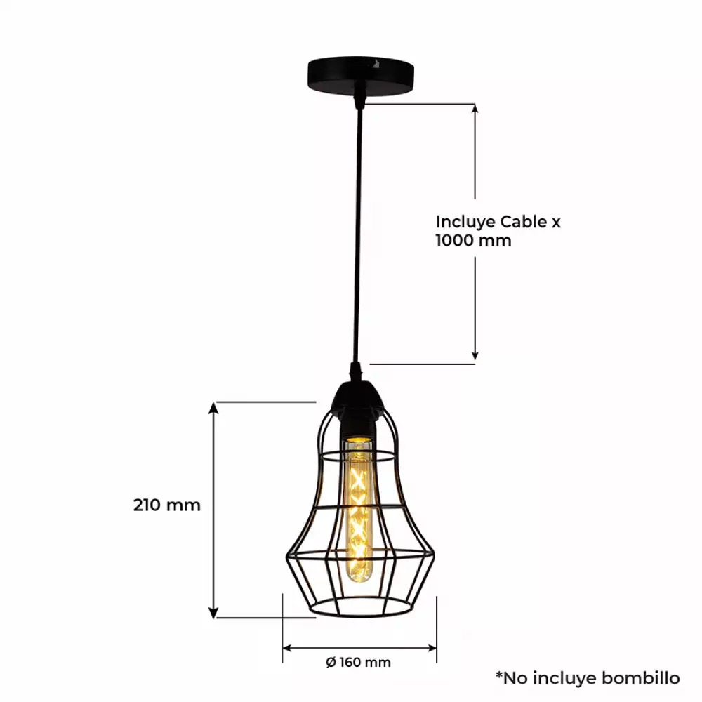 Lámpara Colgante Nydia Metalica Negra