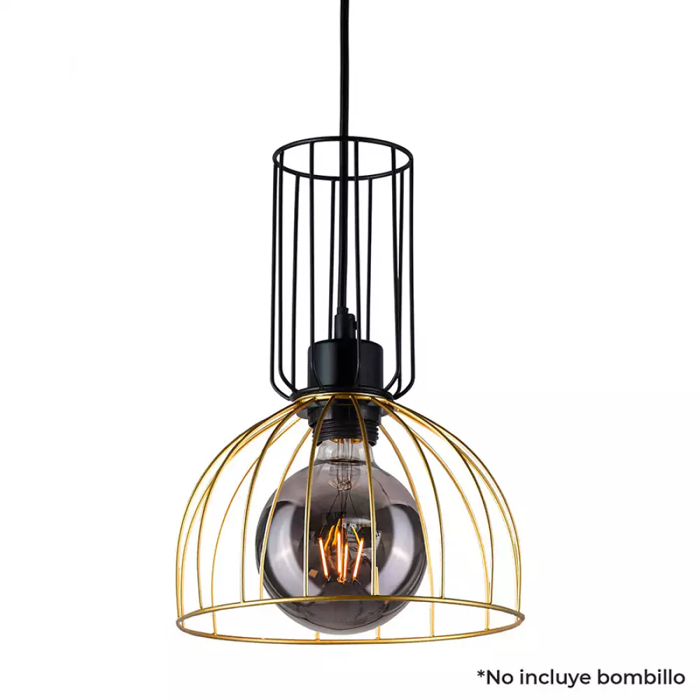 Lámpara Colgante Rafaela Metalica Dorada Y Negra