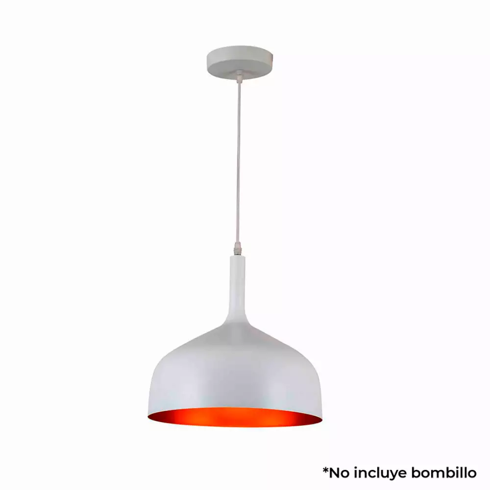 Lámpara Colgante Ring Metalica Blanca Interior Dorado