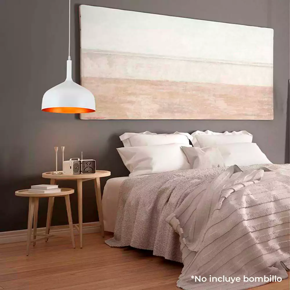 Lámpara Colgante Ring Metalica Blanca Interior Dorado