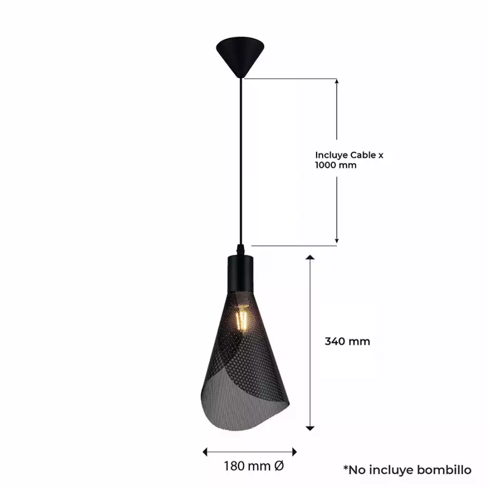 Lámpara Colgante Yeray Metalica Negra