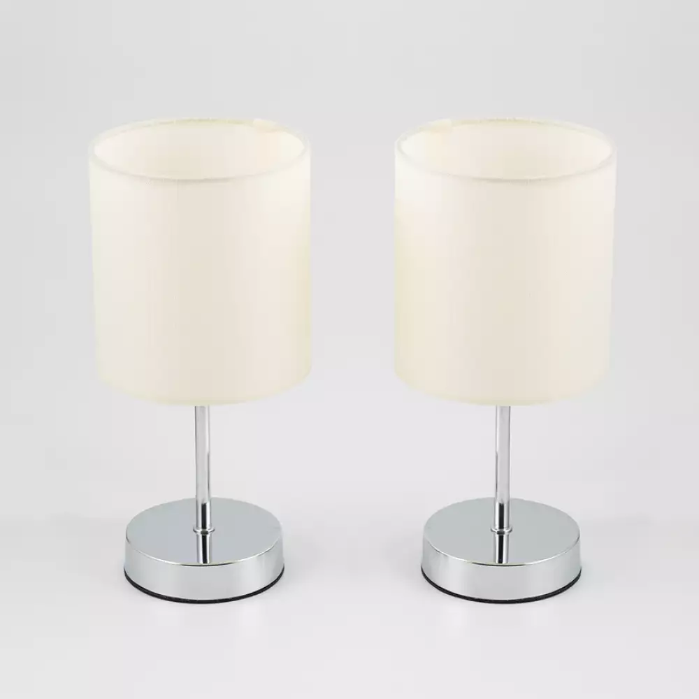 Lámpara De Mesa Cromo 1L E14 40W 2 Piezas