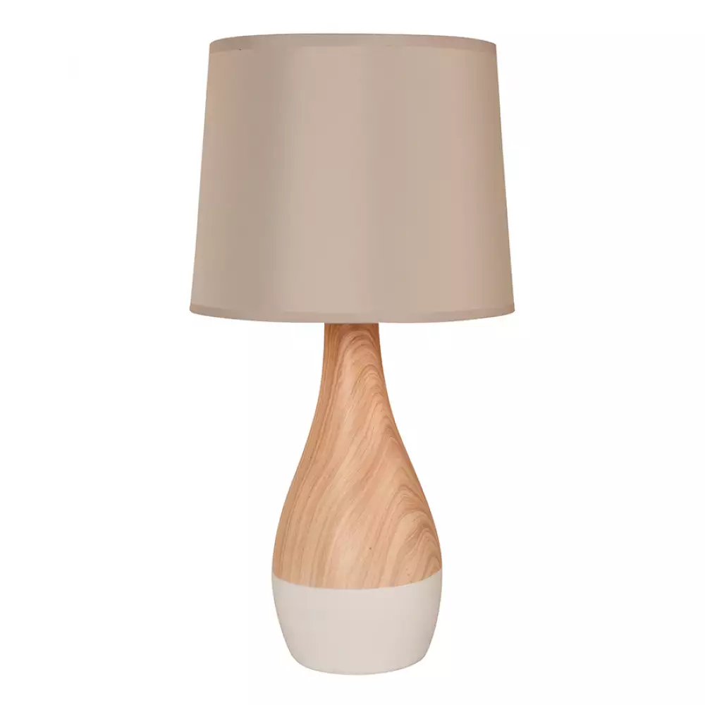Lámpara Mesa Blanco y Madera 1L E27 60W