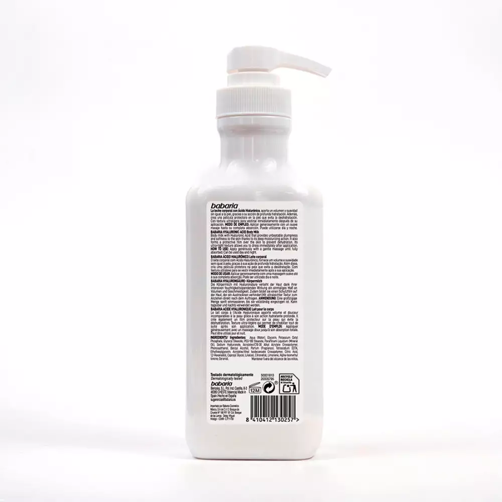 Leche corporal Acido hialuronico Babaria 500Ml