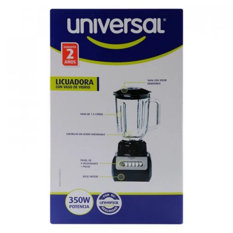 Licuadora Vaso Vídrio Universal Negro/Transparente