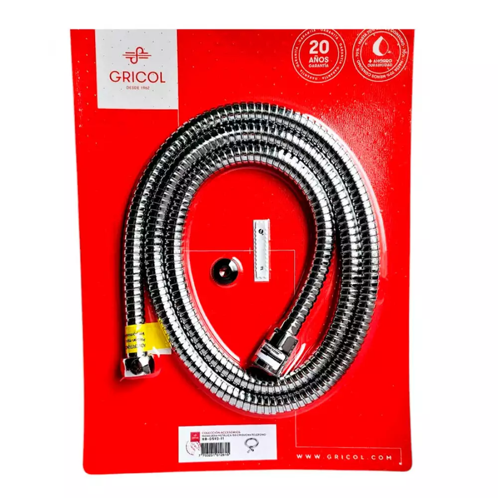 Manguera Metalica Gricol Ducha Telefono 150Cm Plateado Rb-0593-11