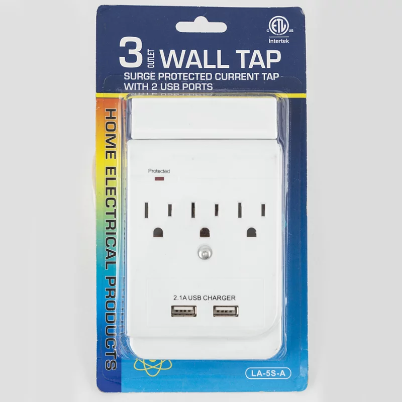 Multitoma Pared 3 Salidas + 2 Puertos Usb La5S