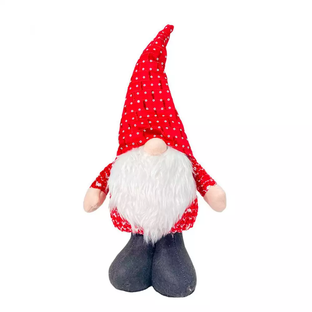 Muñeco Gnomo Parado Bajo Rojo-Blanco 15X7.5X34Cm Santini