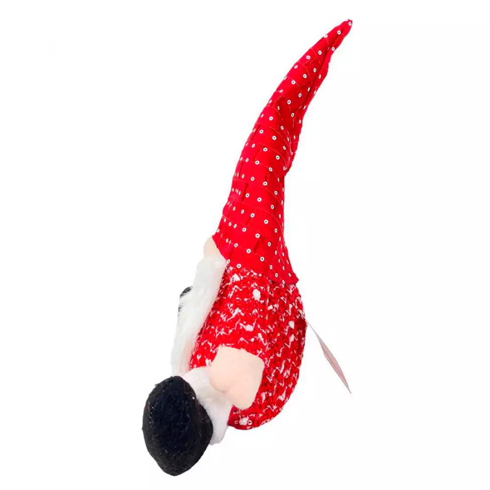 Muñeco Gnomo Sentado Rojo-Banco 15X7X22Cm Santini