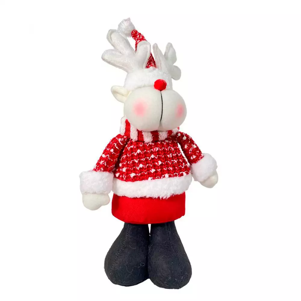 Muñeco Reno Parado Bajo Rojo-Blanco 15X7.5X34Cm Santini 150-8000500D