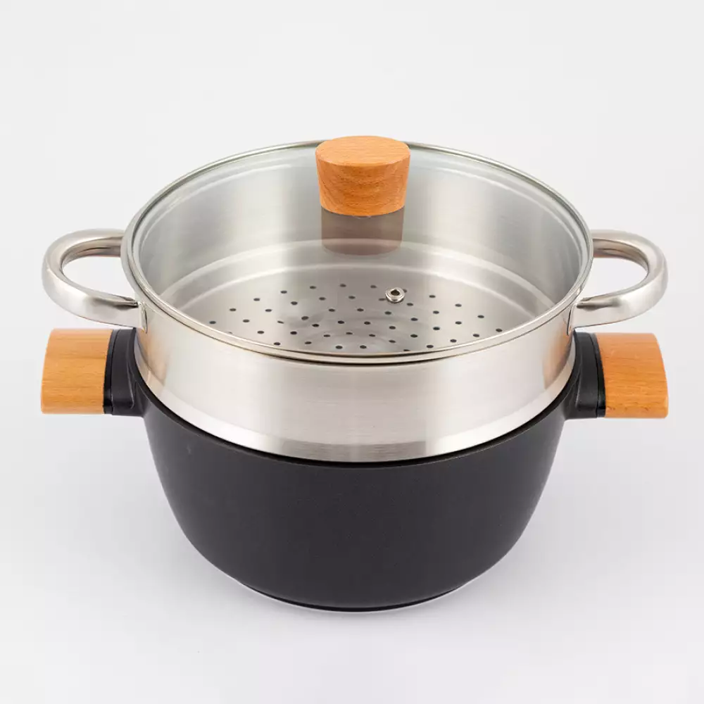 Olla Simply Smart 24Cm Aluminio Antiadherente Con Vaporera Y Tapa