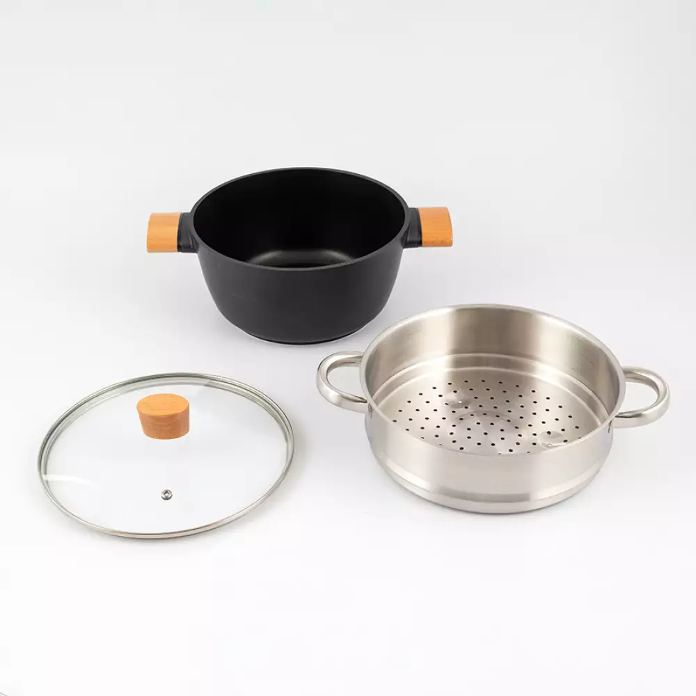 Olla Simply Smart 24Cm Aluminio Antiadherente Con Vaporera Y Tapa