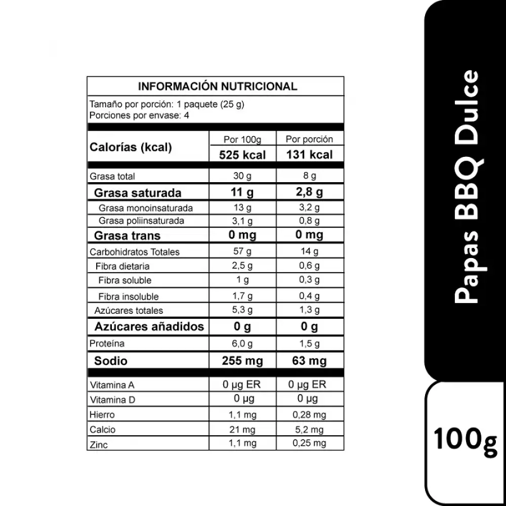 Papas Bbq Dulce Monterojo 104507   1 Ud 100 Gr Bbq