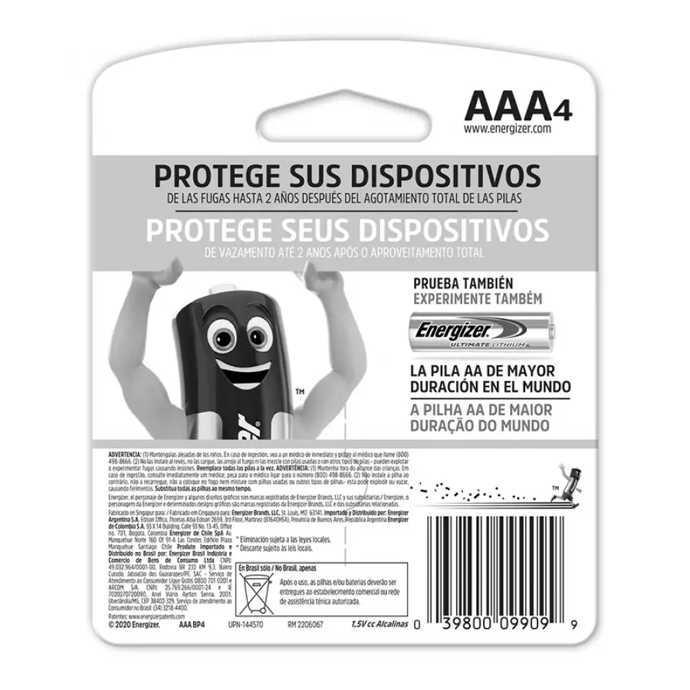 Pila Energizer  Aaa X4 Alcalina