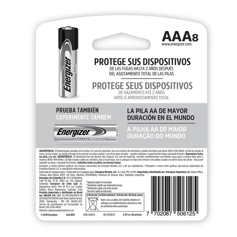 Pila Energizer Aaax8 Alcalina Max Promoción 6125