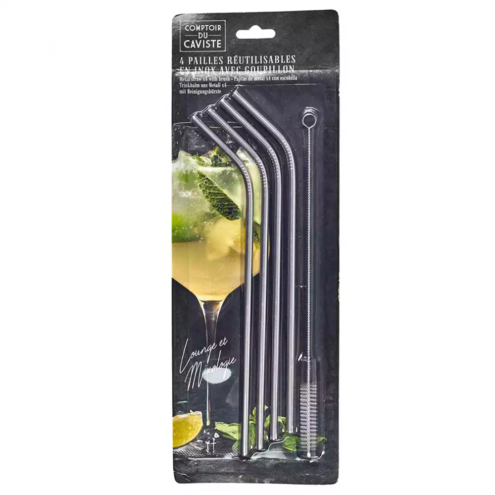 Pitillos Cook Concept Setx4 En Acero Inoxidable Con Cepillo Reusab