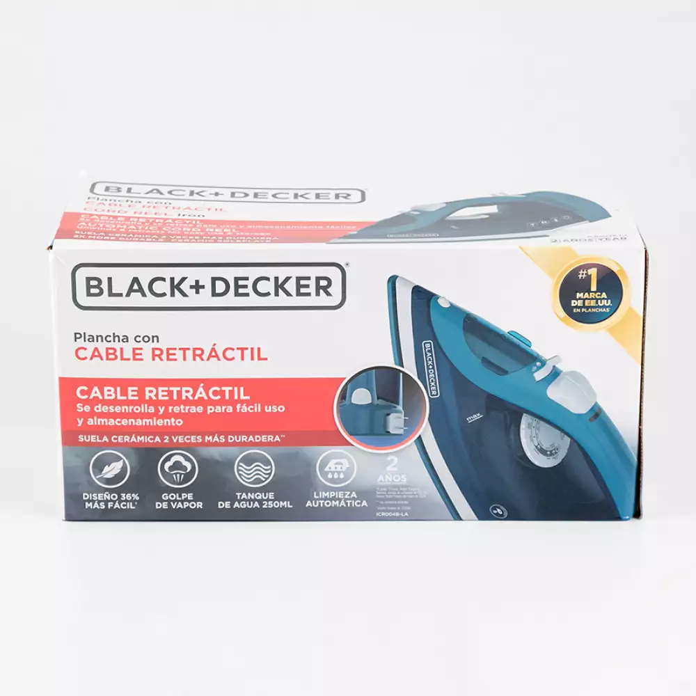 Plancha Black And Decker Cable Retractil Azul 1200