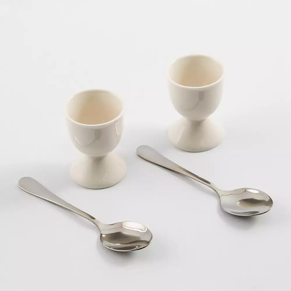 Porta Huevo Expressions 15X13Cm Blanco 2 Ud Porcelana