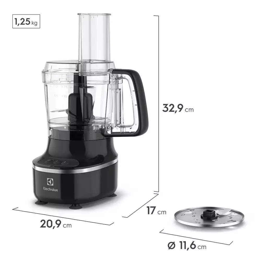 Procesador Alimentos Electrolux Negro 1 Lt 300 W Plastico Ef