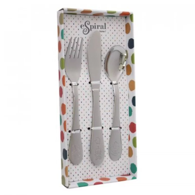 Puesto De Cubiertos Espiral 3Pz Infantil En Acero Inoxidable Fj113