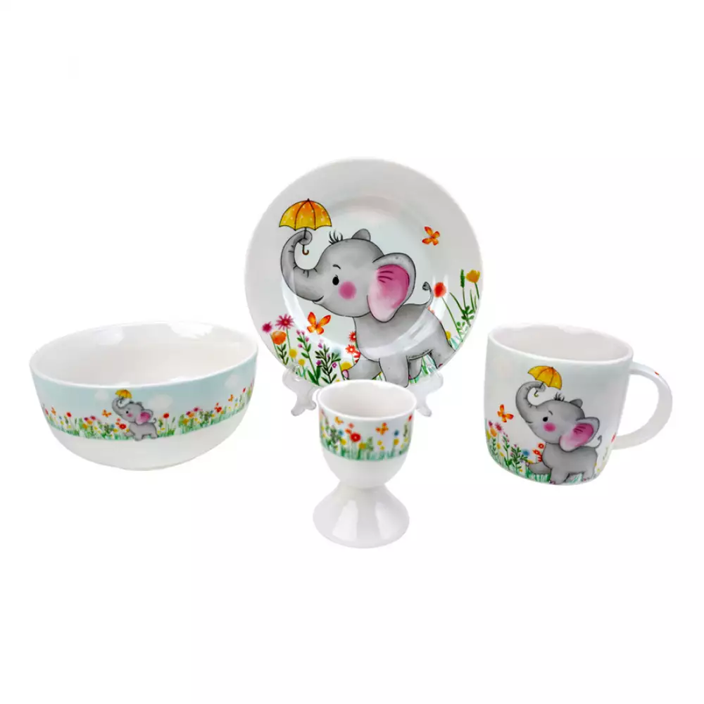 Puesto De Desayuno Expressions Elefante 4 Pz Ceramica Gd9660B-2