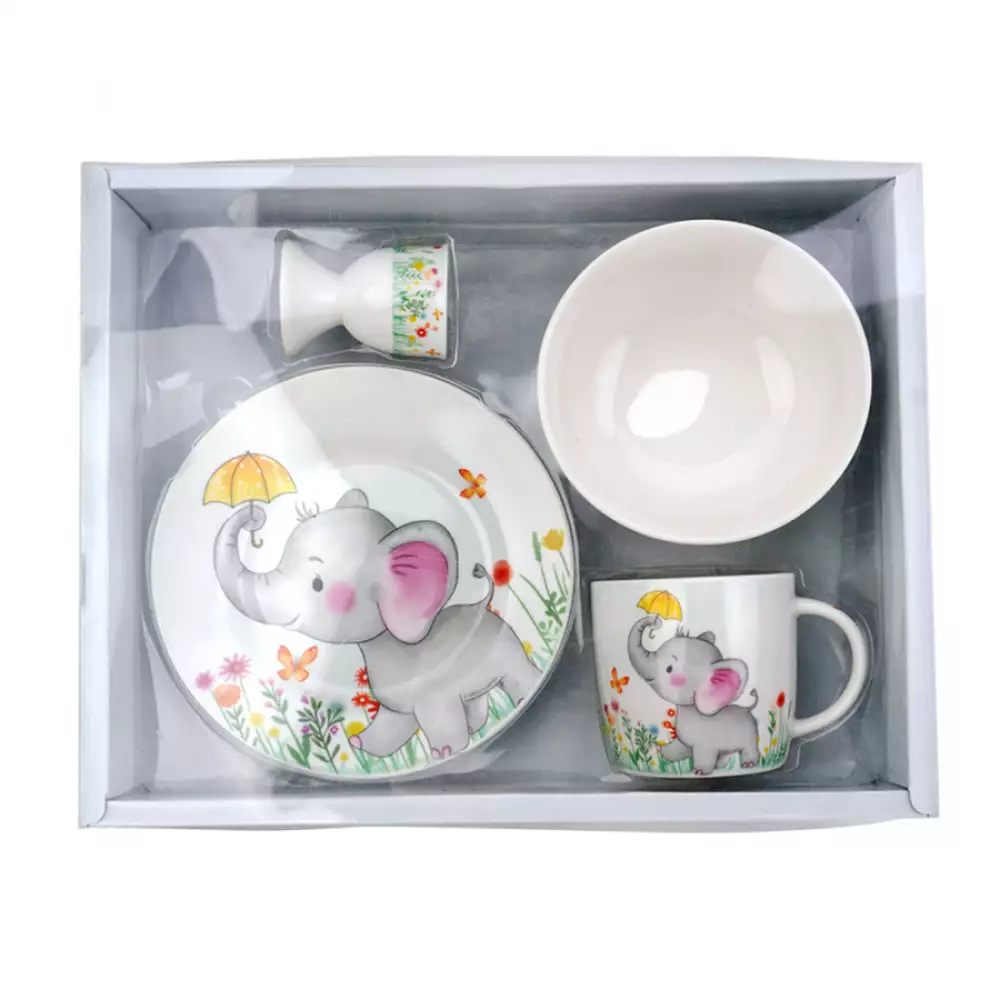 Puesto De Desayuno Expressions Elefante 4 Pz Ceramica Gd9660B-2