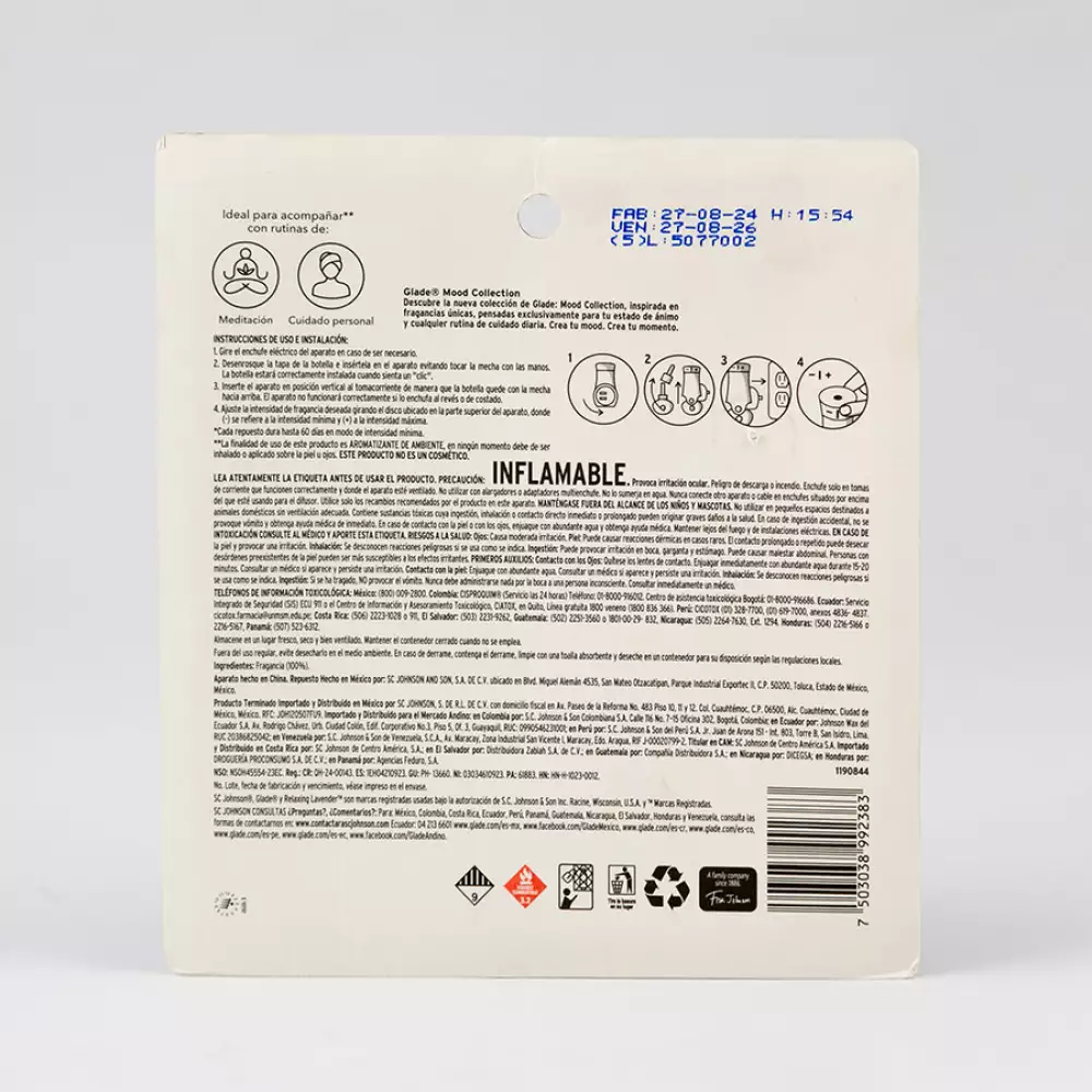 Repuesto Ambientador Glade Electrico 63 Ml 12 Ud Lavender 3645