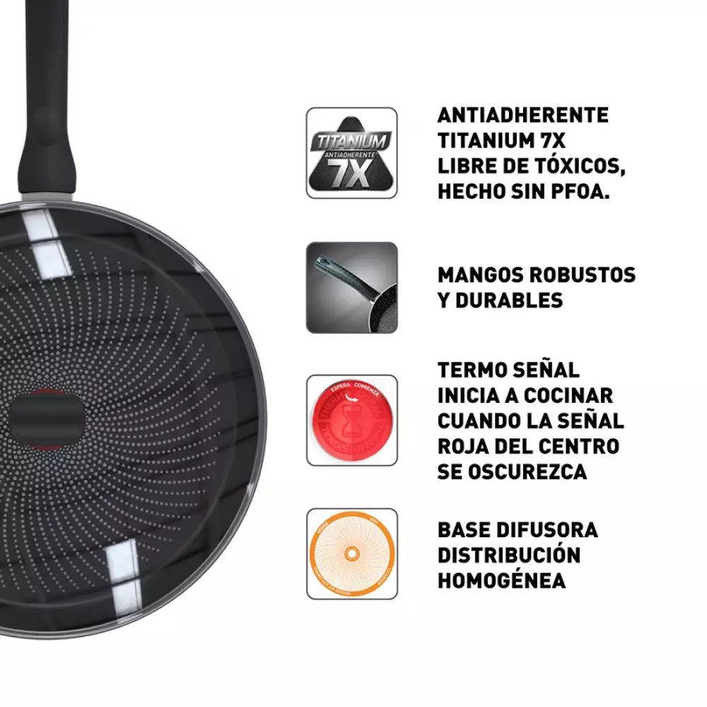 Sarten  Con Tapa Imusa Hardtitan​ 30Cm Negro Antiadherente 5861034642