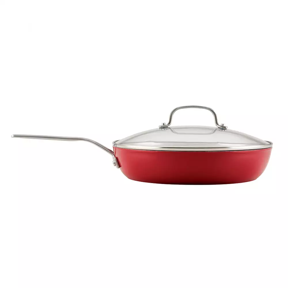 Sarten Con Tapa Kitchenaid 31 Cm Rojo Aluminio Forjado 12723