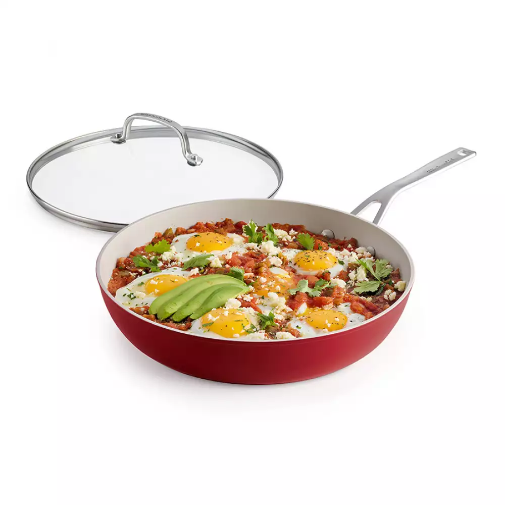 Sarten Con Tapa Kitchenaid 31 Cm Rojo Aluminio Forjado 12723