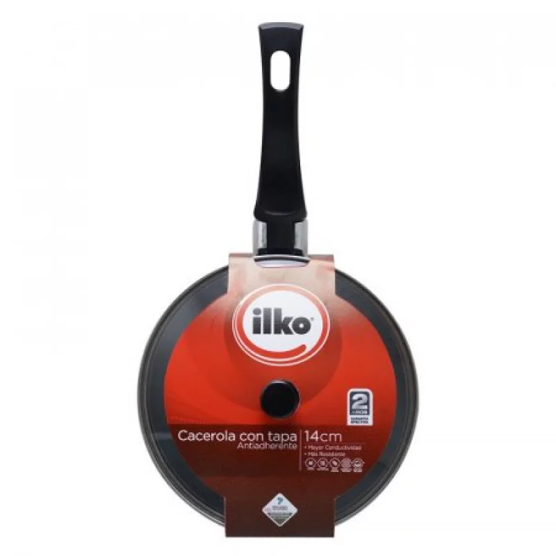 Sarten Ilko 14Cm En Aluminio Antiadherente Con Tapa