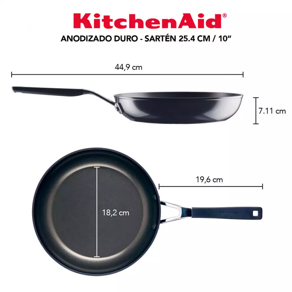 Sarten Kitchenaid 25 Cm Negro Aluminio Anodizado 84801