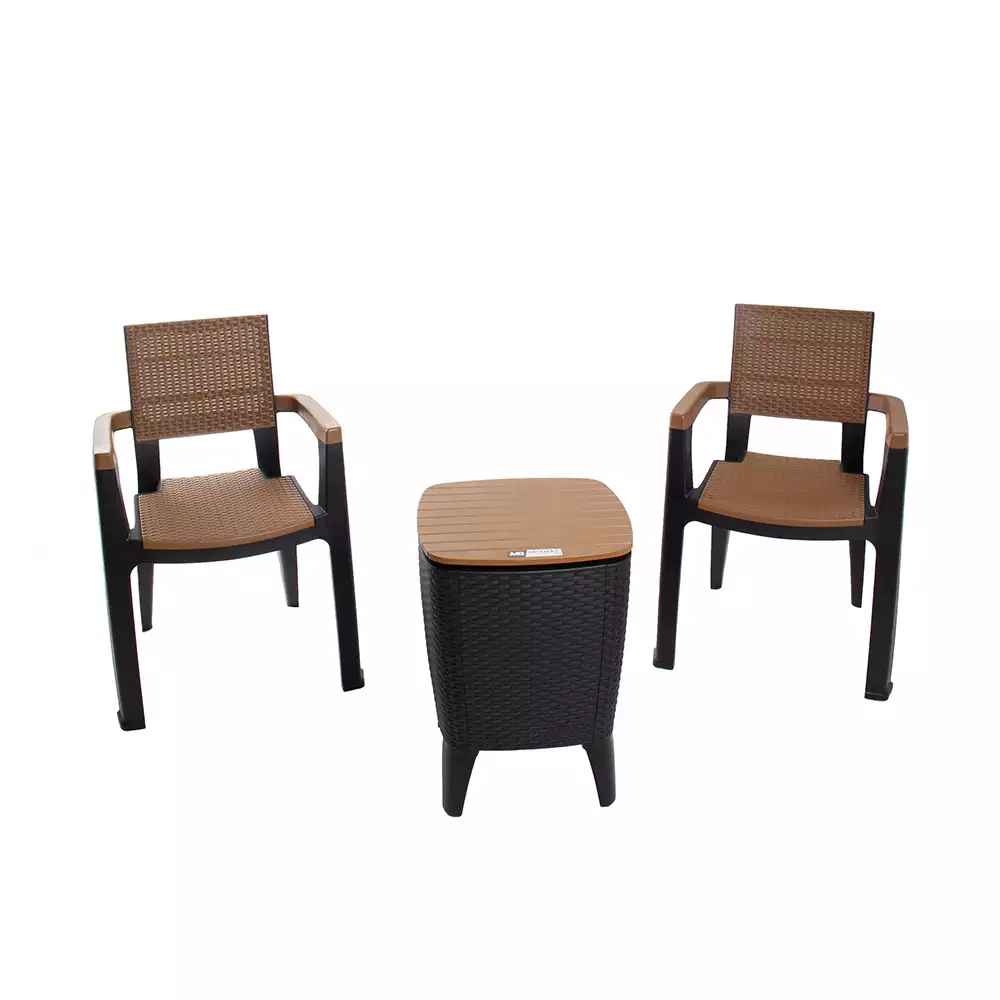 Set Conversacion Plasticos Mq 2 Sillas+Mesa Hielera Tabaco Polipropileno