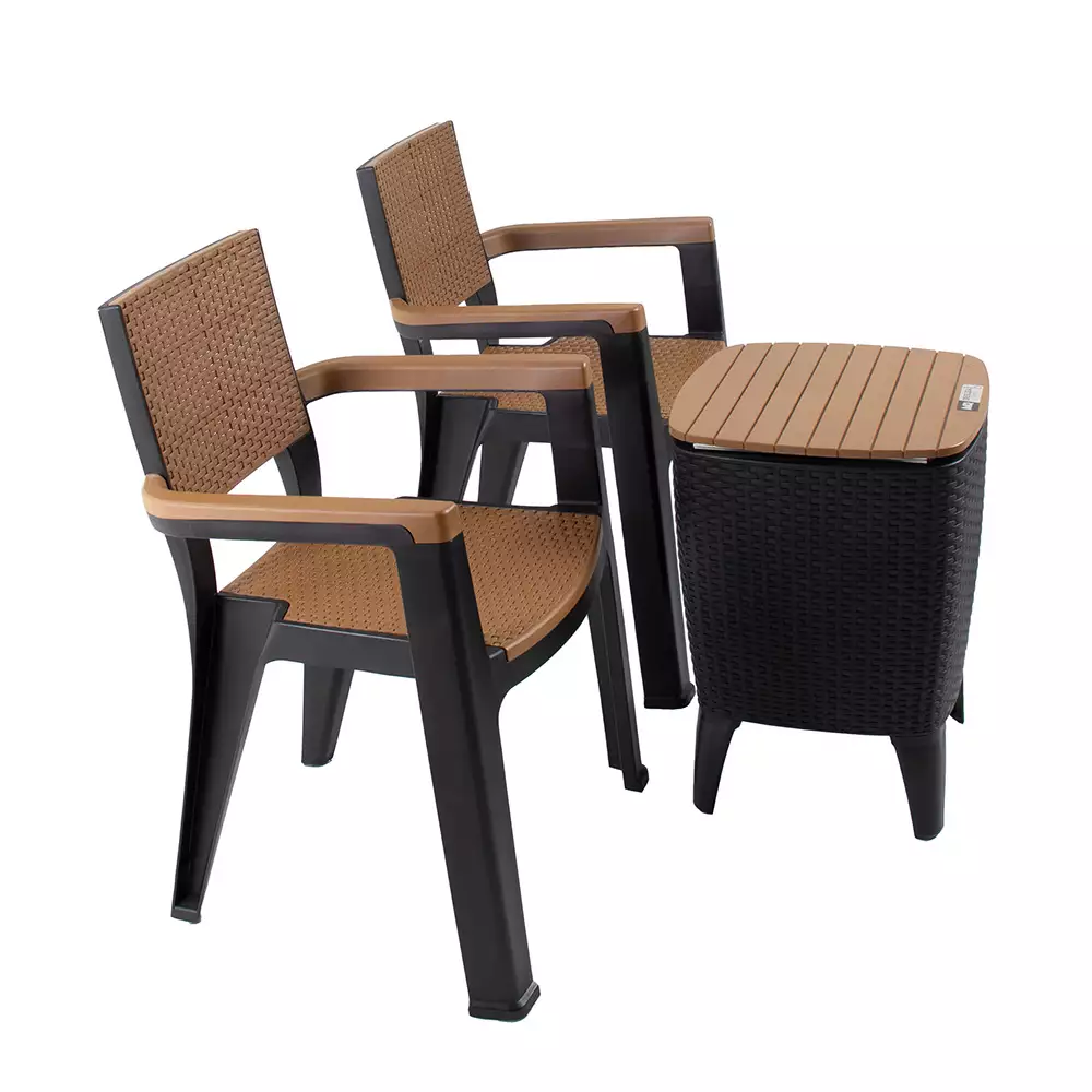 Set Conversacion Plasticos Mq 2 Sillas+Mesa Hielera Tabaco Polipropileno