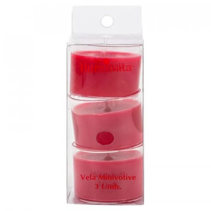 Set De 3 Velas Mini Votive Canela Iluminata-Rojo